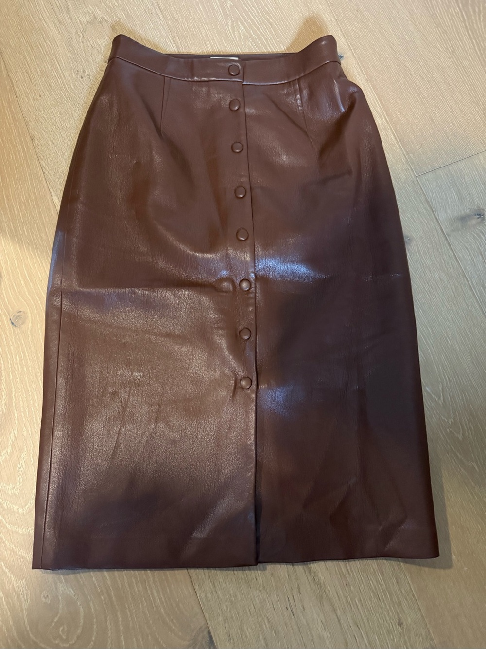 Wilfred Brown Faux Leather Button-Front Pencil Skirt